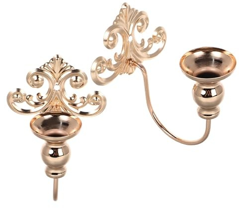 Zerodeko 2 Piezas Candelabro de Pared Portavelas de Pared de Hierro Dorado Estilo Vintage Europeo Decoración Mural para Comedor y Sala de Estar