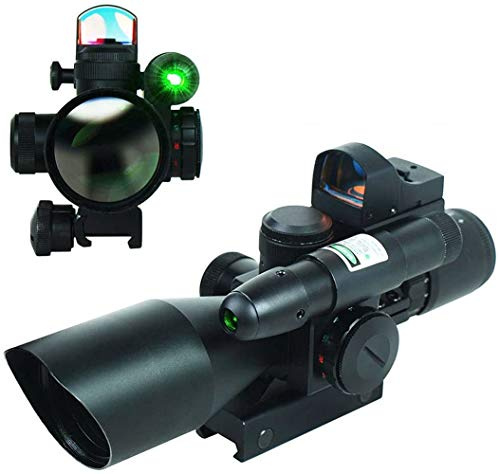 IRON JIA'S 2.5-10X40 Rifle Scope, Telemetro tattico da caccia Ottica Cannochiale con Verde Laser Dot Sight a Mirino Punto Reflex Sight 3MOA