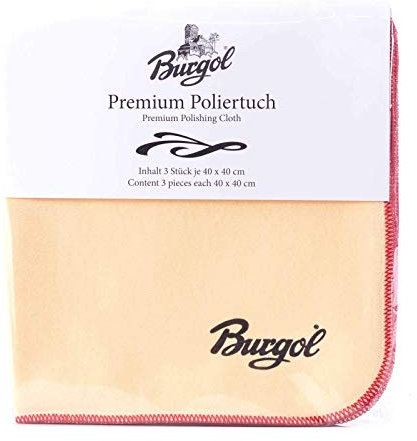 Burgol Premium Poliertuch im 3er-Set, Beige, 40 x 40 cm