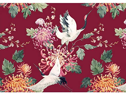 Runa Art Papel tapiz fotográfico 396 x 280 cm cigüeña flor | Lana Decoración De Pared Sala Cuarto | Fabricación alemana | rojo 9361012a