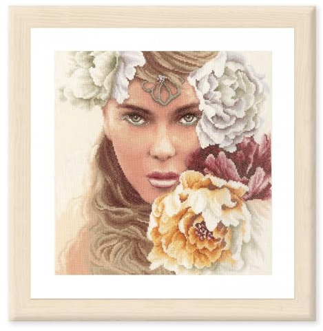 LANARTE Kit Punto Croce Contato OCCHI INCANTEVOLI Decorativi Per Pareti ca. 32 x 34 cm Set Fai Da Te Creativo Adulti Ricamo Casa Decor Arte Da Parete Kit Per Hobby Cross Stitch
