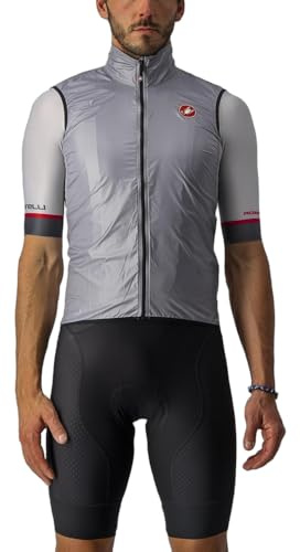 CASTELLI Men’s Aria Vest, Ultralight HIghly Packable Wind Protection for Commuting, Road Cycling and Biking - Silver Gray - Large