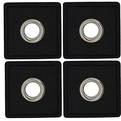 4 Metall-Ösen auf Kunstleder für Hoodies oder Taschen Ösenpatch, Farbwahl
