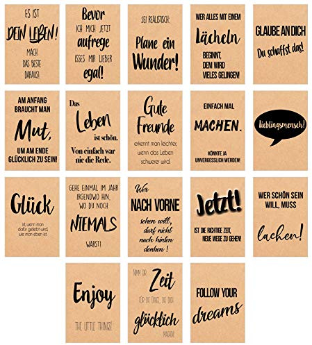 Edition Seidel Set 18 Postkarten Leben & Momente mit schönen Sprüchen gedruckt auf hochwertigem Kraftpapier - Karten mit Spruch - Liebe, Freundschaft, Leben, Motivation, Geburtstagskarten