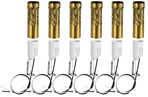 sourcing map E14 Candélabre Base Ampoule Prise Support avec Fil 3 Pouce Laiton Bougie Couvertures Manchons Trousse 6 Ensembles
