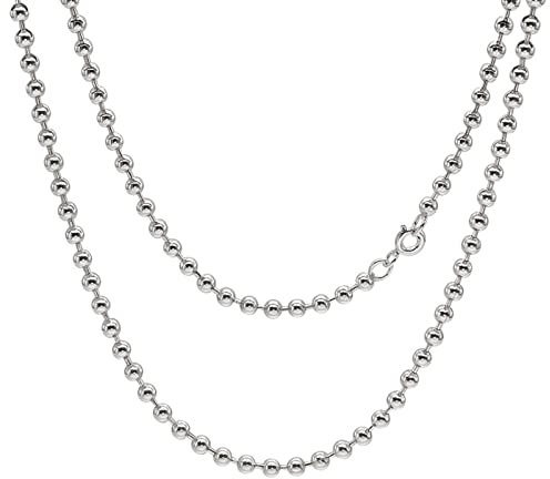 Beydodo 925 Silver Chain Necklace for Women, Ball Chain Necklace 28 inch, 2.5mm Width Rock Necklace for Men