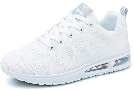 Youecci Scarpe da Ginnastica Donna Scarpe da Running Sportivo Air Corsa Sneakers Sport Fitness Casual Interior all'Aperto Bianco 38 EU