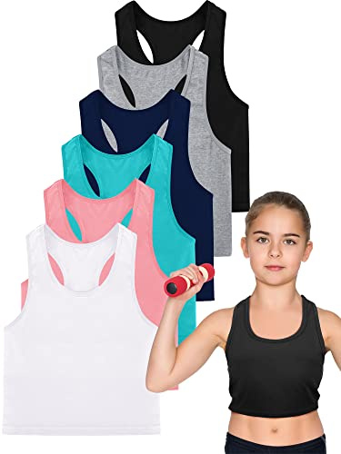 Geyoga 6 Stück Crop Top Mädchen Tanz Ärmelloses Crop Tank