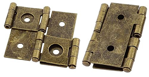 Klappbare Doppelscharniere im Retro-Stil, 360° antike Bildschirmscharniere, Türscharniere, Eisen-Schrankscharnier, 54 mm x 47 mm, Bronze, 10 Stück