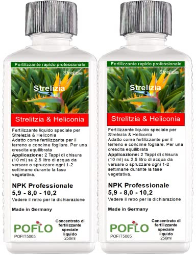 POFLO Fertilizzante Strelitzien Fertilizzante Helikonien, fertilizzante liquido Premium della linea Profi (500 ml)
