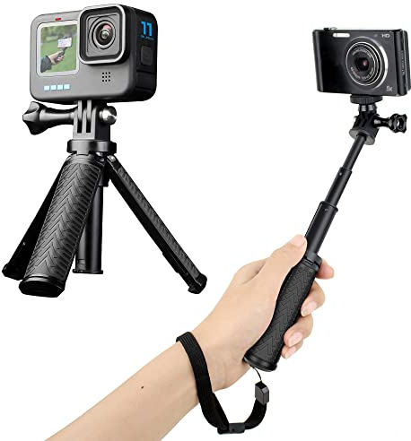YALLSAME Mini Selfie Stick Tripod for GoPro DJI Action Camera | Portable Extension Pole Shorty Handle Grip for GoPro Mission Hero 13 12 11 10 9/Osmo Action 6 5 4 for Vlog/Travel