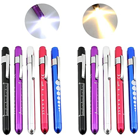 Bekasa Pen Lights for Nurses,10Pack Penlight with Pupil Gauge LED Torch Penlight for Nurses Doctors, Reusable Medical Pen Light for Nurse Student Doctors EMT