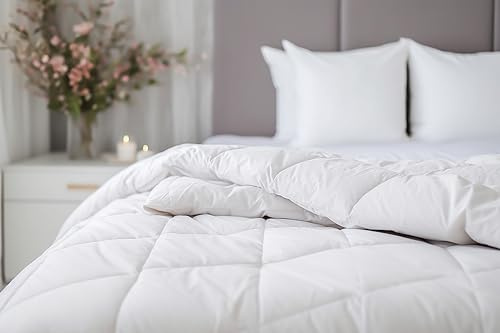 IlGruppone Piumino Letto Estivo Primaverile in Morbida Mircrofibra 100 Gr Bianco Coperta LeggeraTrapunta Sottile Anallergico Piumone Bianco - Matrimoniale
