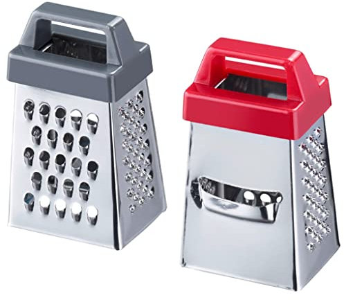 Westmark 2 mini ralladores cuadrados con cuatro superficies de rallado, acero inoxidable/plástico, mango plateado/de color, 116922E3