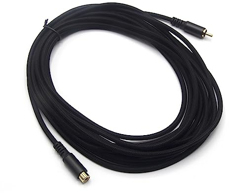 REXUS RCA Extension Audio Cable Male to Famale, RCA Stereo Audio Cable Hi-Fi Sound Gold Plated Copper Shell Nylon-Braided (20 Feet)