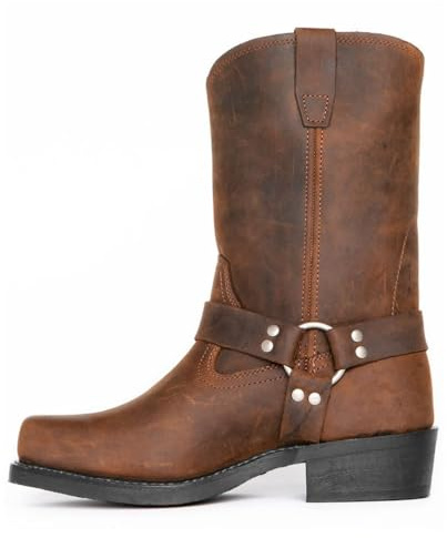 ticticlily Männer Ritter Stiefel Quadrat Kopf Stickerei Seitlicher Reißverschluss Vintage Colorblock Reitritter Stiefel