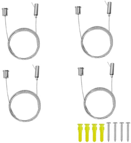 KLEHOPE Suspension Cables Kit, 4 Pieces Hanging Lights, 2m Hanging Cord Cable Suspension Kit, for LED Panel Light Aquarium Lights Pendant Linear Lighting Light