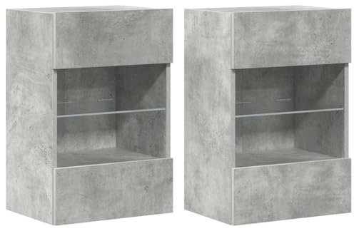vidaXL Nástenné skrinky s LED osvetlením pre TV 2 st betonggrå 40x30x60,5 cm, väggenhet, väggmonterad TV-enhet, väggmonterat skåp, TV-väggenhet, hängskåp, väggförråd