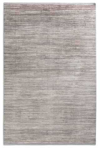 Astra Hochwertiger Teppich Wohnzimmer, Schlafzimmer - Kurzflorteppich weich - Flachgewebe - Hochtief Design - Teppich Streifen Silber 133 x 190 cm