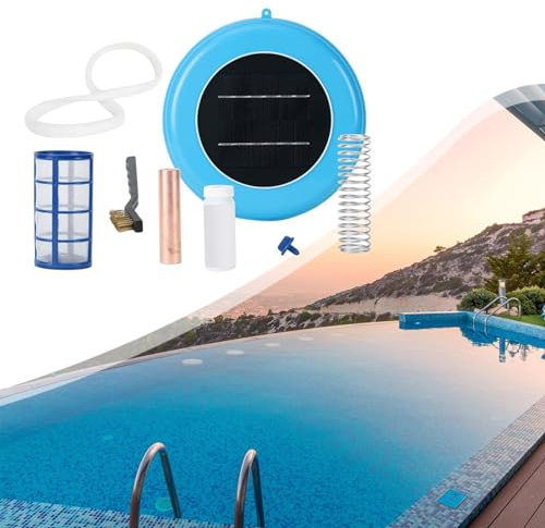 ANGDI Solar-Pool-Ionisator, schwimmender Wasserreiniger und Pool-Reiniger, 85% weniger Chlor, langlebiger Pool-Klärer mit langlebiger Kupferanode, for Pool-Reinigung, bis zu 45.000 Gallonen