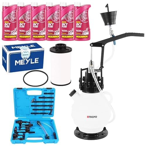 TECPO Ölwechsel Set Getriebe Filter DQ250 6 Gang + Getriebeöl, 6 Liter + Einfüllgerät