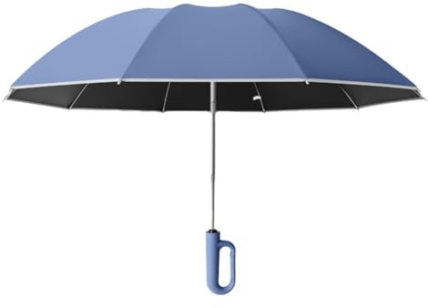Reykentu Vollautomatischer umgekehrter faltbarer mit winddichten, reflektierenden Streifen, UV-Regenschirme für Karabiner-, Reisen, C