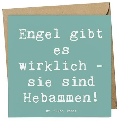 Mr. & Mrs. Panda Glückwunschkarte Spruch Hebamme Engel - Geschenk, Vertrauen, faltkarte, Bedanken, Danke sagen, Leben, anlasskarte, Aufmerksamkeit, Unterstützung, Klappkarte, doppelkarte, Grußkarte