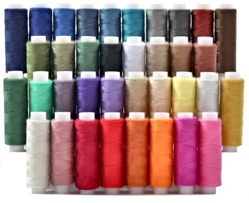 BlesSew Nähgarne für Nähmaschinen und Handstiche in Geschenkpaket, 36 Farben auf Spulen mit je 137 m, einschließlich Schwarz und Weiß
