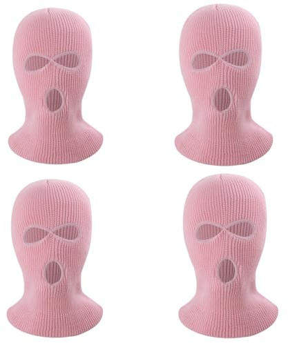 HFHungkeong 4Pcs Warme Vollgesichtsmaske mit 3 Löchern Atmungsaktiv, Winddicht Gestrickt Sturmhaube für Erwachsene Männer Frauen, Skimaske für Fahrradfahren