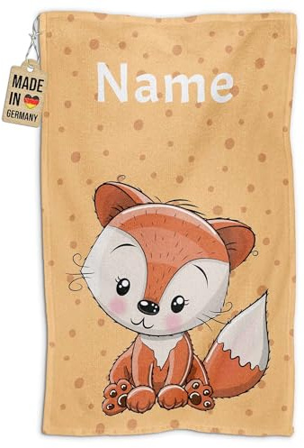 Print Royal PR Kinder-Handtuch mit Name personalisiert - Fuchs - Geschenk für Jungen und Mädchen, Tier Geschenke, Kindertag, Handtuch Personalisieren | Fotohandtuch 50 x 30 cm