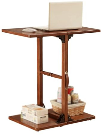 Verstellbarer Massivholztisch mit Rollen, faltbarer Laptoptisch für Home Office, höhenverstellbarer Nachttisch, rollbarer Schreibtisch