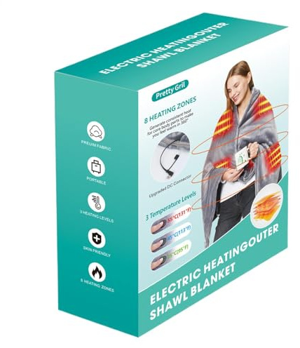 Wearable Heated-Throw Blanket - Coral Velvet Blanket, Usb Charging Blanket-Shawl| Lightweight Electric Heated Blanket, Fast Heating Wrap Poncho Shawl, Travel-Friendly Design, Business, Outdoor,Camping