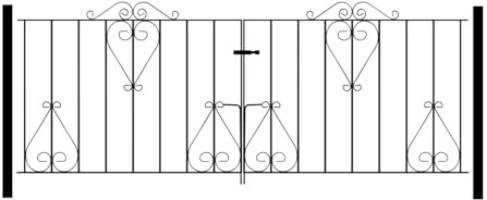 Classic Scroll Metal Garden Driveway Gates Galvanised Wrought Iron Style Gate (2438mm (8ft) Gap x 914mm High CDZP13)