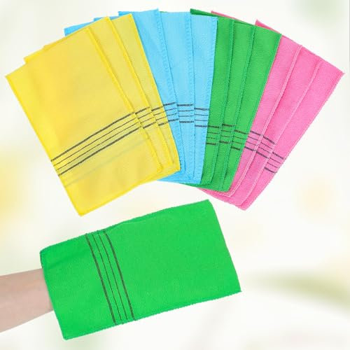 12 Stück Koreanischer Peelinghandschuh Doppelseitiges Peelingtuch Italien Handtuch wiederverwendbar Bade-Waschlappen bunt für Tiefenreinigung abgestorbene und trockene Hautzellen