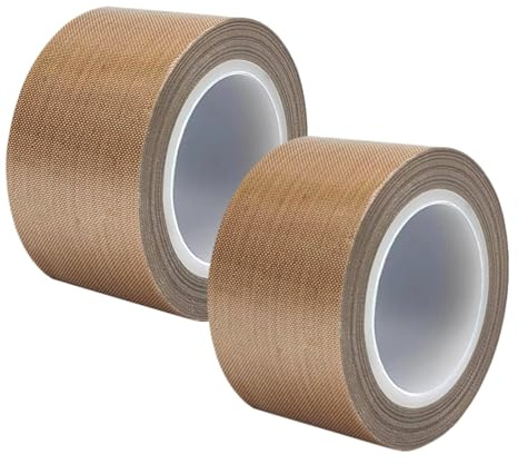 MOUMOUTEN 2 Rollos 10m × 25mm Cinta PTFE Marrón Alta Temperatura,Tela Aislante Vinilo Térmico Sublimación Cinta de Prensa para Máquina Selladora al Vacío