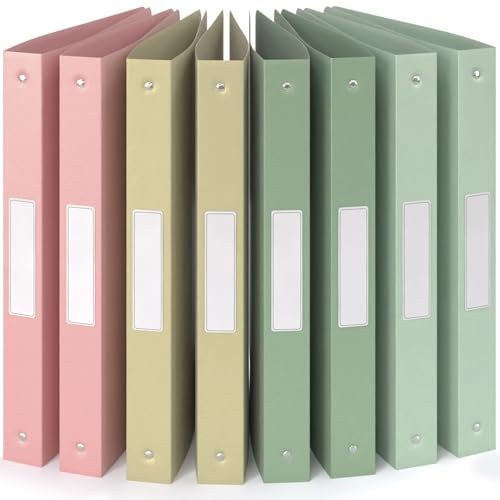 ACROPAQ - 8 x Ringbuch A4 - Mit 4 Ringen, Mit Rückenetiketten, Rückenbreite 3,5 cm, Erde, Natur Farbkollektion - Ringhefter, Ringordner, Ordner A4 Schmal, Ringmappe A4, Schulordner