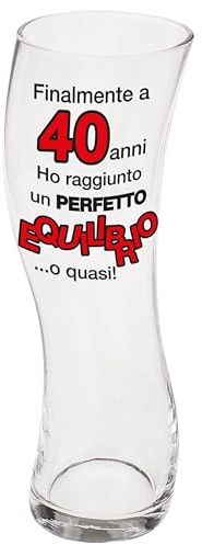 Bombo bicchiere ondeggiante – perfetto per i 40 anni! | idea regalo uomo 40 anni, bicchiere birra originale e divertente in vetro trasparente, capacità 640 ml