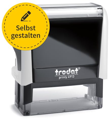 Trodat Printy 4913 Firmenstempel 58x22mm - Gehäuse weiß - Adressstempel | Trodat Printy 4913 Firmenstempel, 58x22mm, personalisierbar mit Text und Logo, Gehäuse weiß, Adressstempel, Firmenstempel