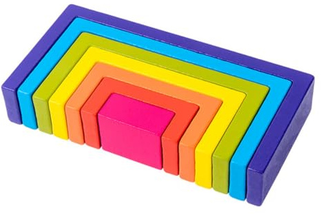 ifundom 1 Satz Eckige Regenbogen Bausteine aus Lernspielzeug für Kognitive Entwicklung und Hand Auge Koordination für Zuhause Kindergarten und Vorschule Schadstofffrei und Langlebig