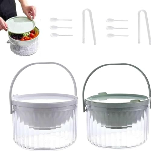 Large Salad Bowl with Ice Chiller Base and Lid Salad Bowl Dip Chiller Bowls Iced Salads Bowls Ice Chilled Fresh Keeping Vegetable Serving Ice Chilled Fresh Keeping Vegetable Serving Platter Veggi