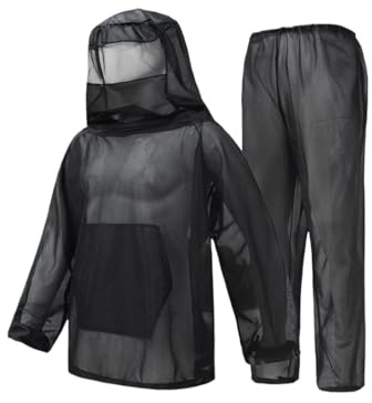 Imker-Schutzbekleidung Bienenanzug-Set mit Kordelzug, bequem, leicht, gut sichtbar, Imker-Outfits for Bauernhof, Garten, Outdoor, Männer und Frauen(Black,XL)