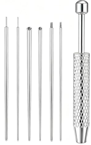 HAOXYO Pinza per Piercing con Guida d'Inserimento, Set 7 Pezzi 16G 18G