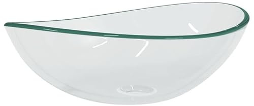 Lavabo in vetro temperato 54,5 x 35 x 15,5 cm, trasparente, design moderno per bagno e WC degli ospiti, durevole e facile da pulire