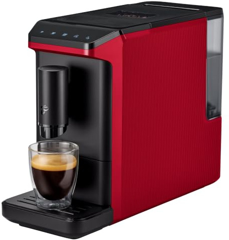 Tchibo Kaffeevollautomat Esperto mini für Caffè Crema und Espresso, nur 16cm breit, klein und kompakt, geeignet für jede Küche, Rot