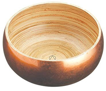 Artesà Insalatiera di Bambù 17 cm con Finitura Laccata in Rame, Ciotola Frutta