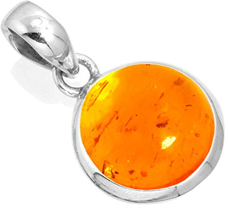 Jeweloporium Echter 925 Sterling Silber Handgefertigter Schmuck Runde Perle, Mondstein, Bernstein, Onyx Klobiger natürlicher Edelstein Boho Anhänger Halskette für Frauen