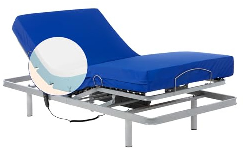 Geriafy - Cama Articulada con Colchón Sanitario Viscoelástico Impermeable (105x190)