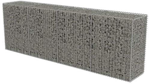 Festnight Gabbione con Copertura, Gabbione Fioriera da Giardino, Set per Recinzione a Gabbioni in Acciaio Zincato 300x50x100 cm