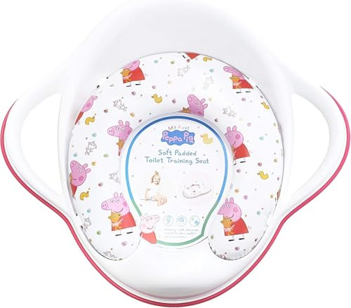 Peppa Pig Soft Padded Toilet Seat, White/Pink Portable Potty Detachable Cushion, Easy Wipe Cleaning Anti Stick Lightweight 18m+ Toddler, Max Weight 25kg