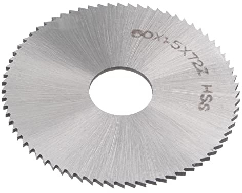 sourcing map Kreissägeblatt 60mm 2-3/8Durchm. 1.5mm Dick mit 16mm Dorn | Fräser aus 6542 Hochgeschwindigkeitsstahl HSS, 72 Zähne, Zum Holz PVC und Aluminium Schneiden